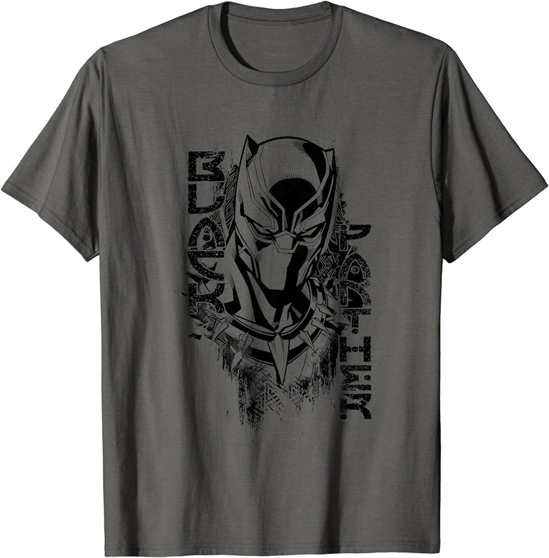Mens Marvel Black Panther Edgy Paint Comic Graphic T-Shirt Large Slate