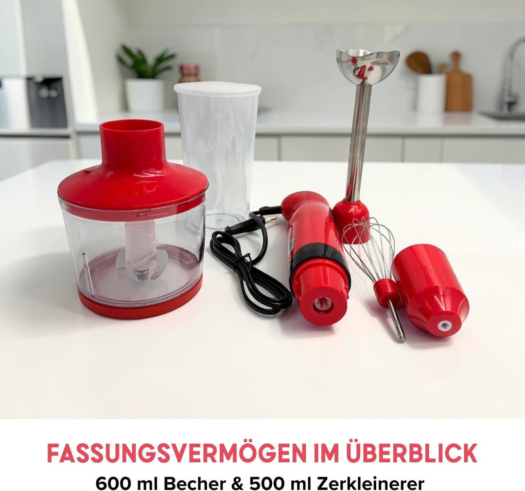 3 PAGEN® 4-in-1 Stabmixer Set BlendXpress – Spülmaschinenfest Aufsätze – Kompakte Masse und umfangre