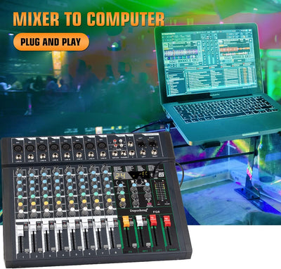 Depusheng FG8 Professioneller 8-Kanal-Audio-Mixer für Computeraufnahmen, Sound-Controller-Schnittste