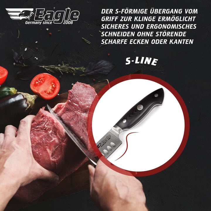 Eagle U-Grip - Brotmesser 23 cm - Deutscher Messerstahl 1.4116 / Heftschalen: G10 schwarz, Deutscher