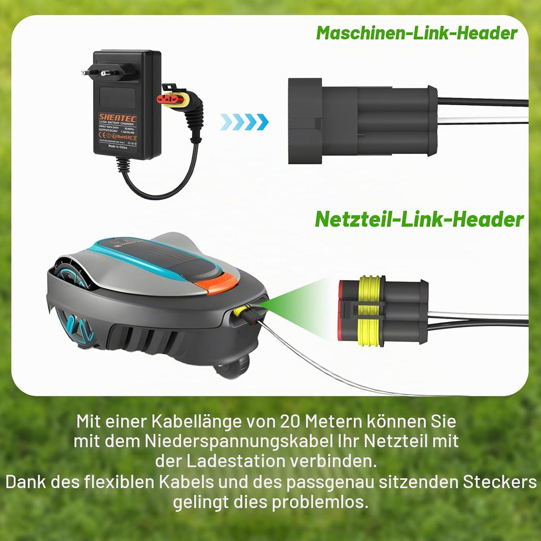 Shentec 20M Niederspannungskabel Transformator Kabel kompatibel mit Gardena Robotic R38Li, R40Li, R8