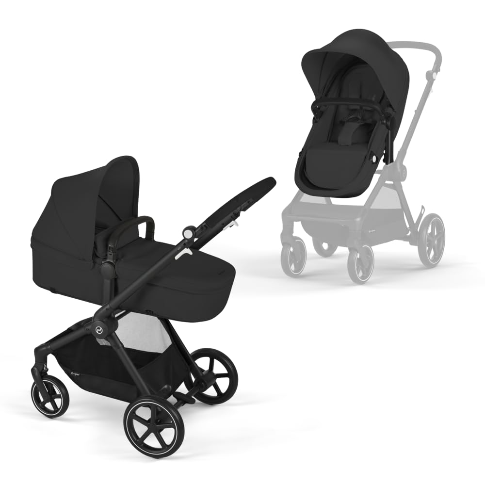 CYBEX Gold Kinderwagen EOS 2-in-1, Reisesystem, Ab Geburt bis 22 kg (ca. 4 Jahre), Moon Black Moon B