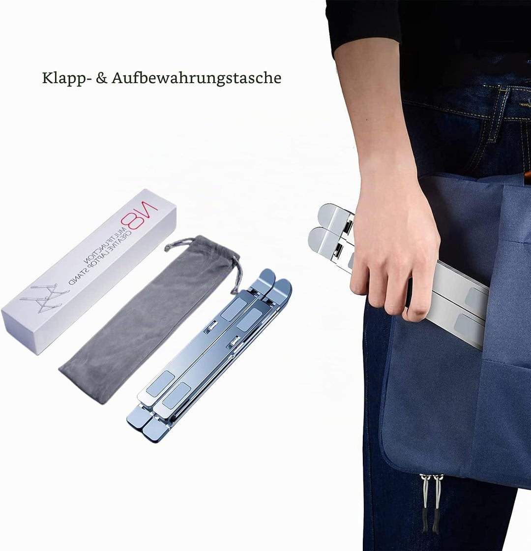 Dogfish Laptop Ständer, 9+7-Stufe Höhenverstellbarer Laptop Stand, Aluminium Belüfteter Notebook Stä