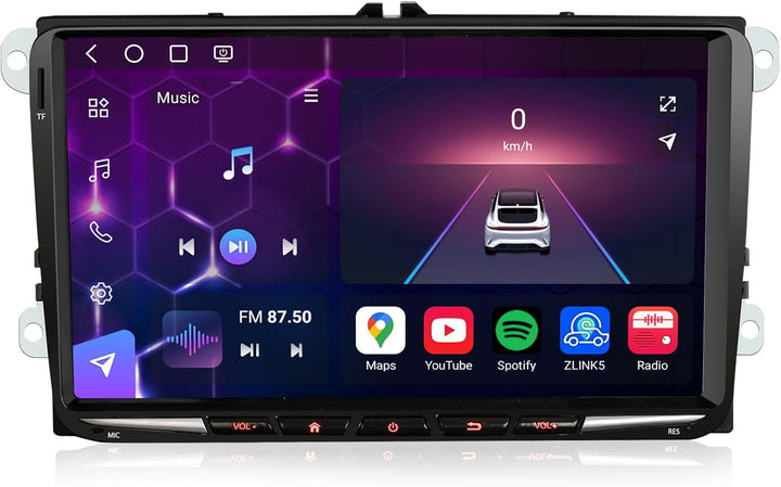 Erisin 9" 8-Kern 4GB+64GB Android 14 Autoradio für VW Golf 6 Golf 5 Passat Touran T5 Polo Caddy Seat