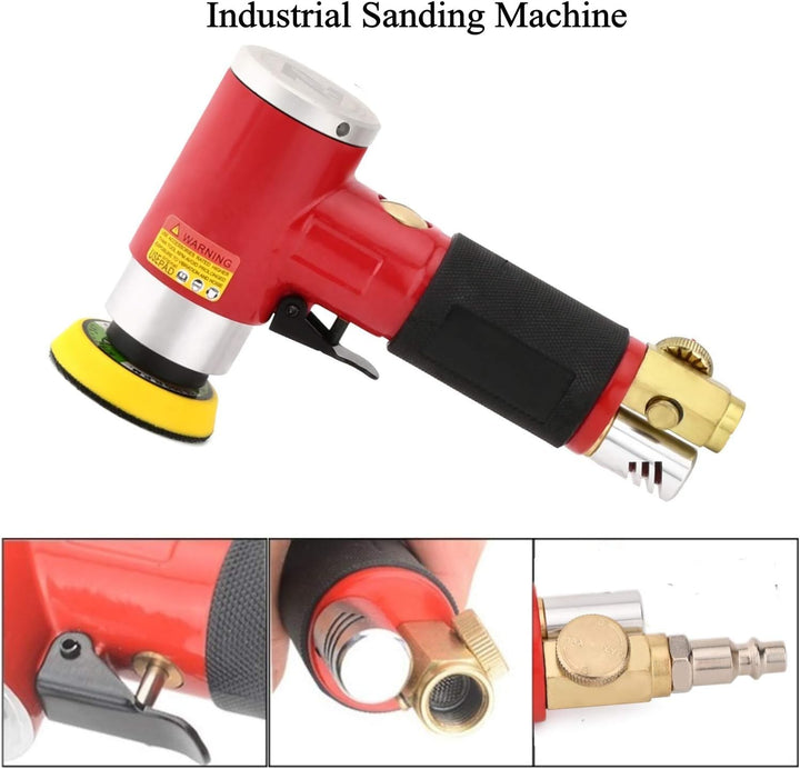 Druckluft Exzenterschleifer Winkelschleifer Polierer Mini Gerade Lang Rot mit 50mm und 75mm Schleift