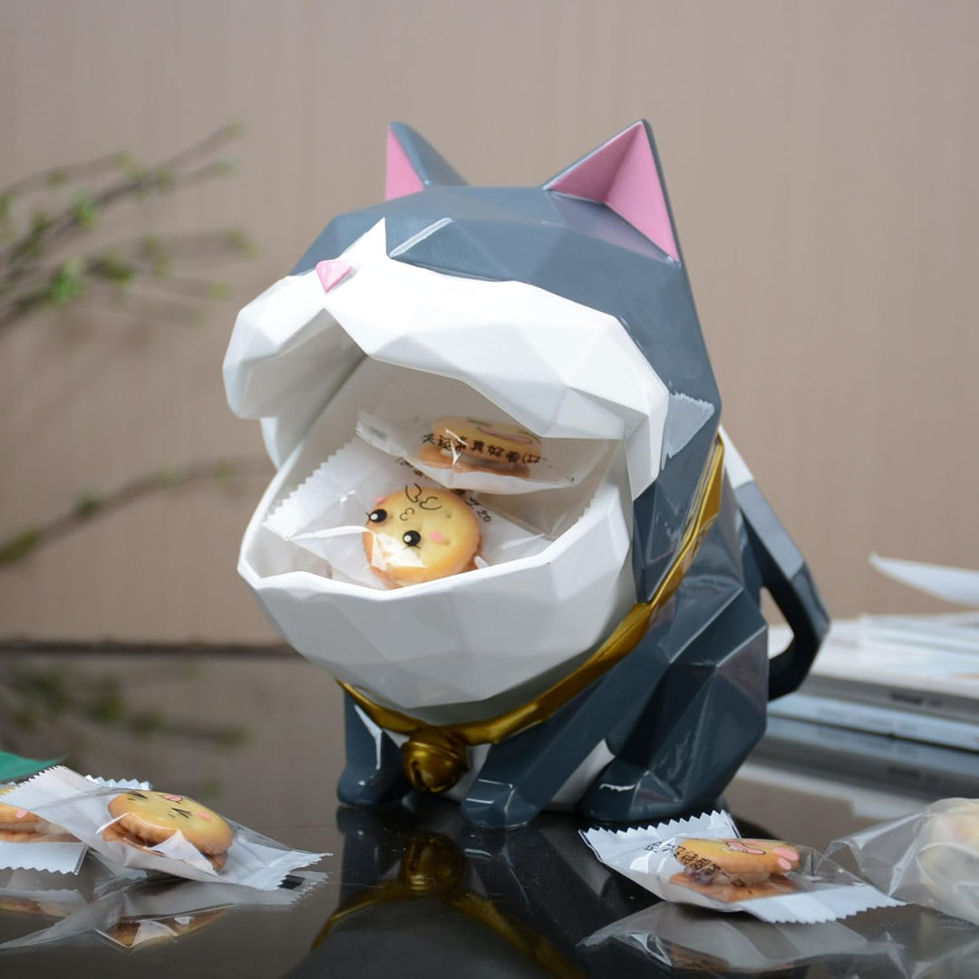 HAUCOZE Keksdose Katze Vorratsdose Tier Deko Moderne Skulptur Wohnzimmer Ornament Geschenk Polyresin