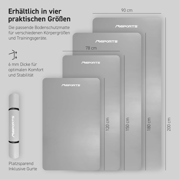 MSPORTS Bodenschutzmatte Premium für Fitnessgeräte - wiederstandsfähige Unterlage für Crosstrainer,