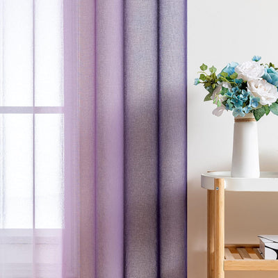 MIULEE 2er Set Voile Vorhang Zweifarbiger Vorhang mit Ösen Transparente Gardine Ösenschal Fenstersch