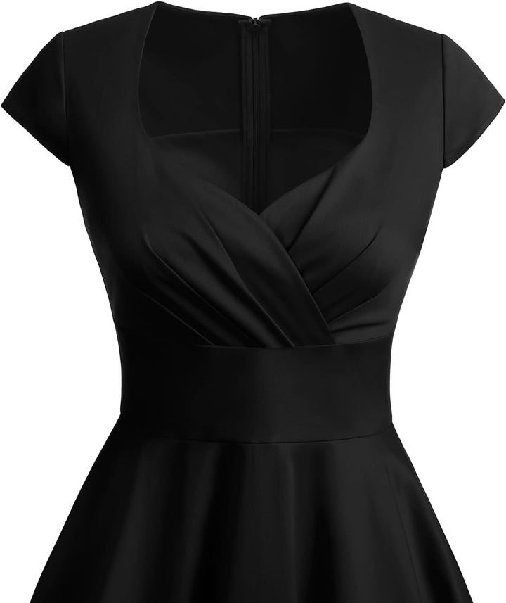 Bbonlinedress 1950er Vintage Retro Cocktailkleid Rockabilly V-Ausschnitt Faltenrock Abendkleid Party