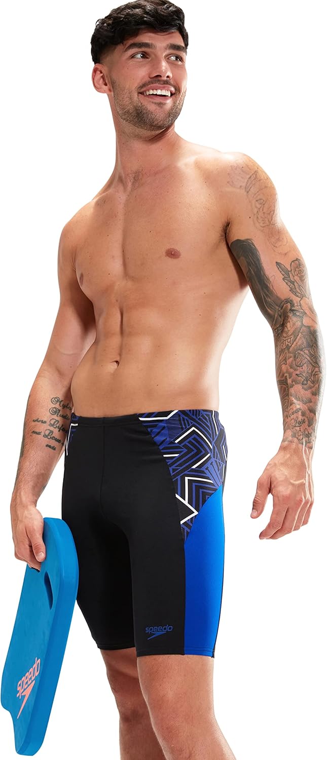 Speedo Herren Eco Endurance+ Splice II Badehose Schwarz/Chromblau/Weiss 1, Schwarz/Chromblau/Weiss 1