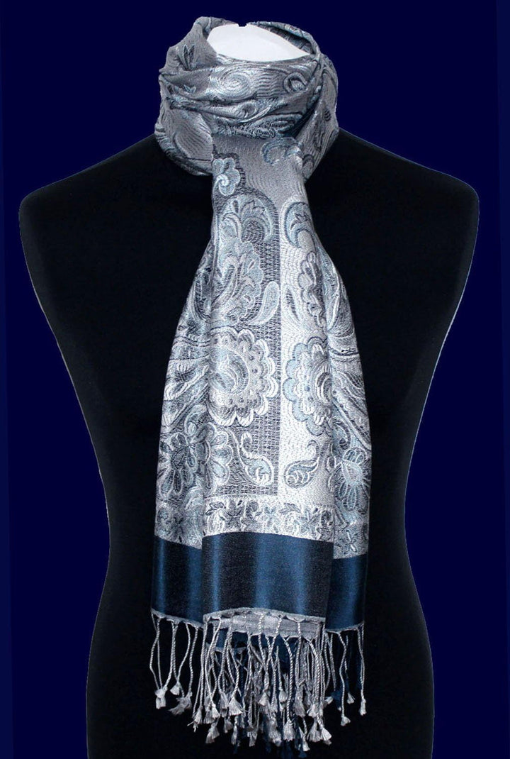 Lorenzo Cana Damen Pashmina Schal Schaltuch jacquard gewebt 100% Seide 70 x 190 cm Paisley Seidensch