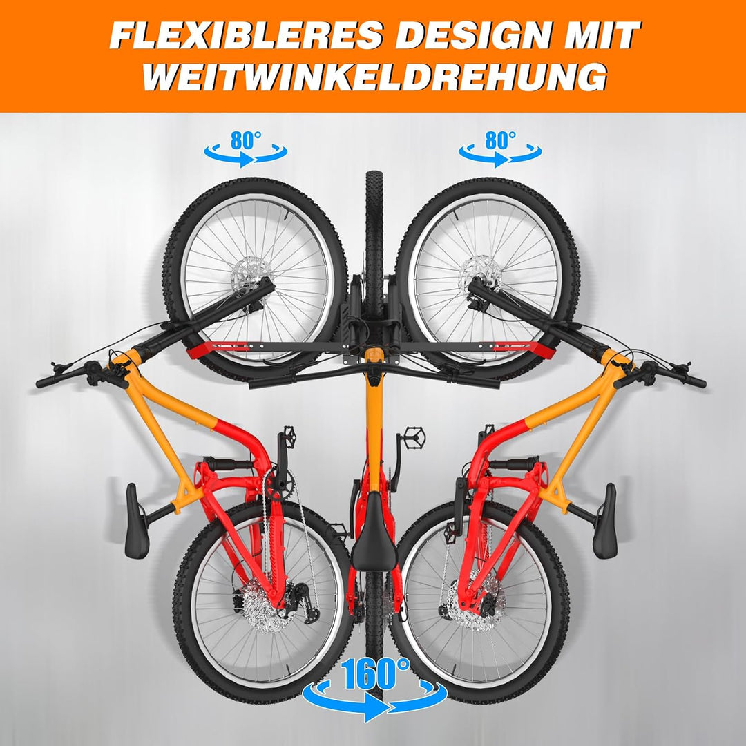 IMAYCC 160° Schwenkbare Fahrrad-Wandhalterung bis 50 kg, Fahrradhalterung Wand ohne Schweres Heben H