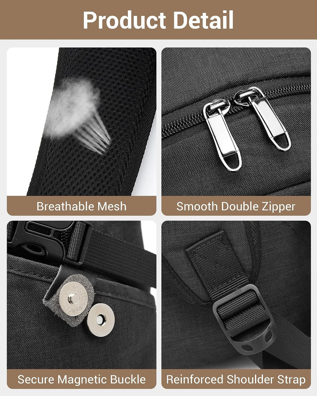 Kono Laptop-Rucksack Diebstahlsicherung Reisen Geschäft Arbeiten Computer Schwarz, Schwarz