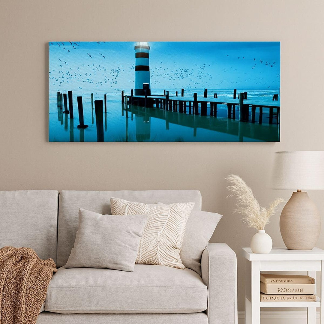 Wandbilder Dekoration Wohnzimmer Vögel see laterne wolke Panorama Bilder auf Leinwand 120x50cm Leinw