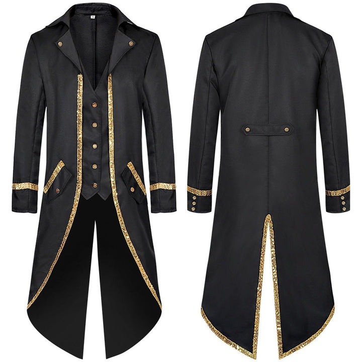 Viktorianische Steampunk Jacke für Herren Vintage Gothic Piraten Slim Fit Frack Wikinger Renaissance