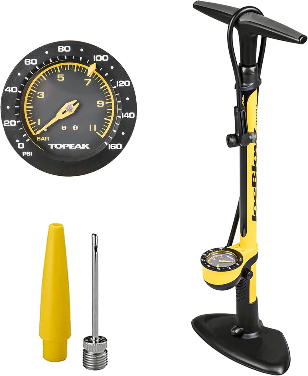 Joe Blow Sport III Hochdruck-Bodenpumpe, frustfreie Verpackung, gelb, 73,9 x 24,9 x 18,5 cm - 1