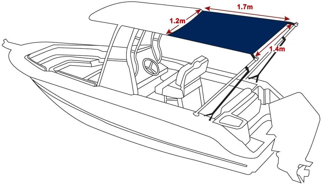 Oceansouth T-Top Erweiterungssatz Sonnenschutz Heck Grau Länge und Breite 1.2m - 1.5m, Grau Länge un