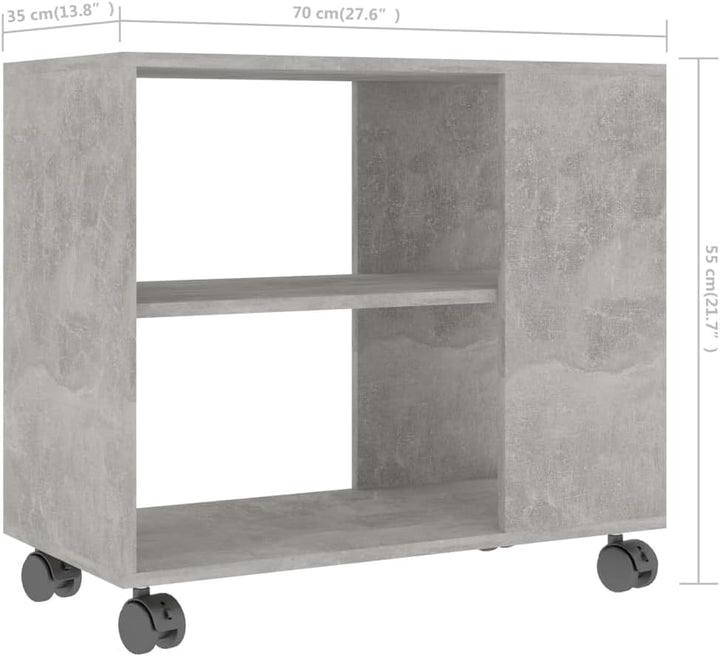 FIRBNUS Beistelltisch Betongrau 70x35x55 cm Beistelltisch Rollen Beistelltisch Bett Beistelltisch Ho