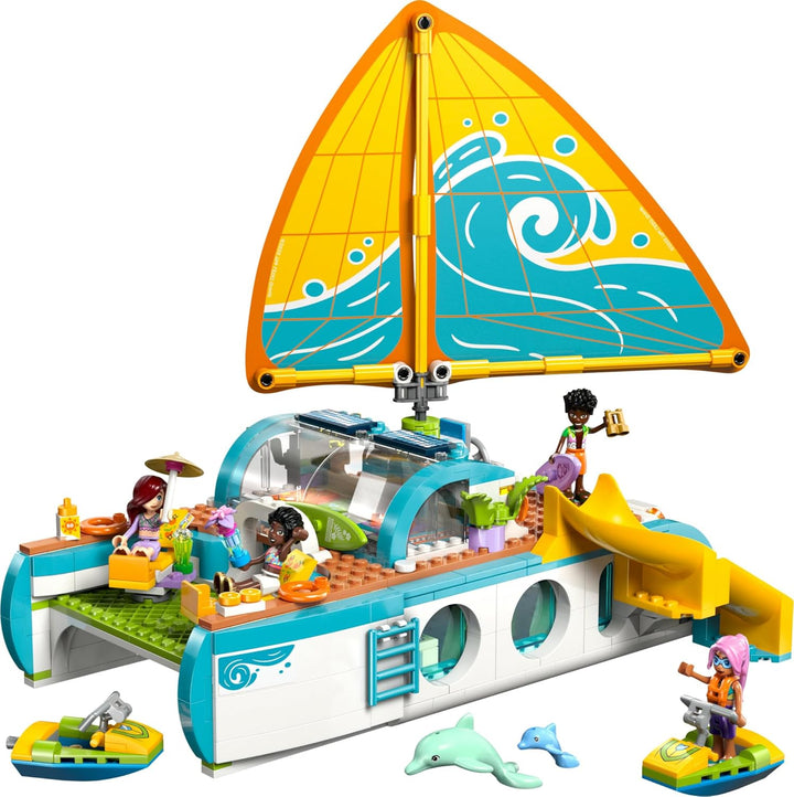 LEGO Friends Segelabenteuer Set - Spielzeug mit Boot mit drehbarem Segel, 4 Minifiguren & 2 Delfin F