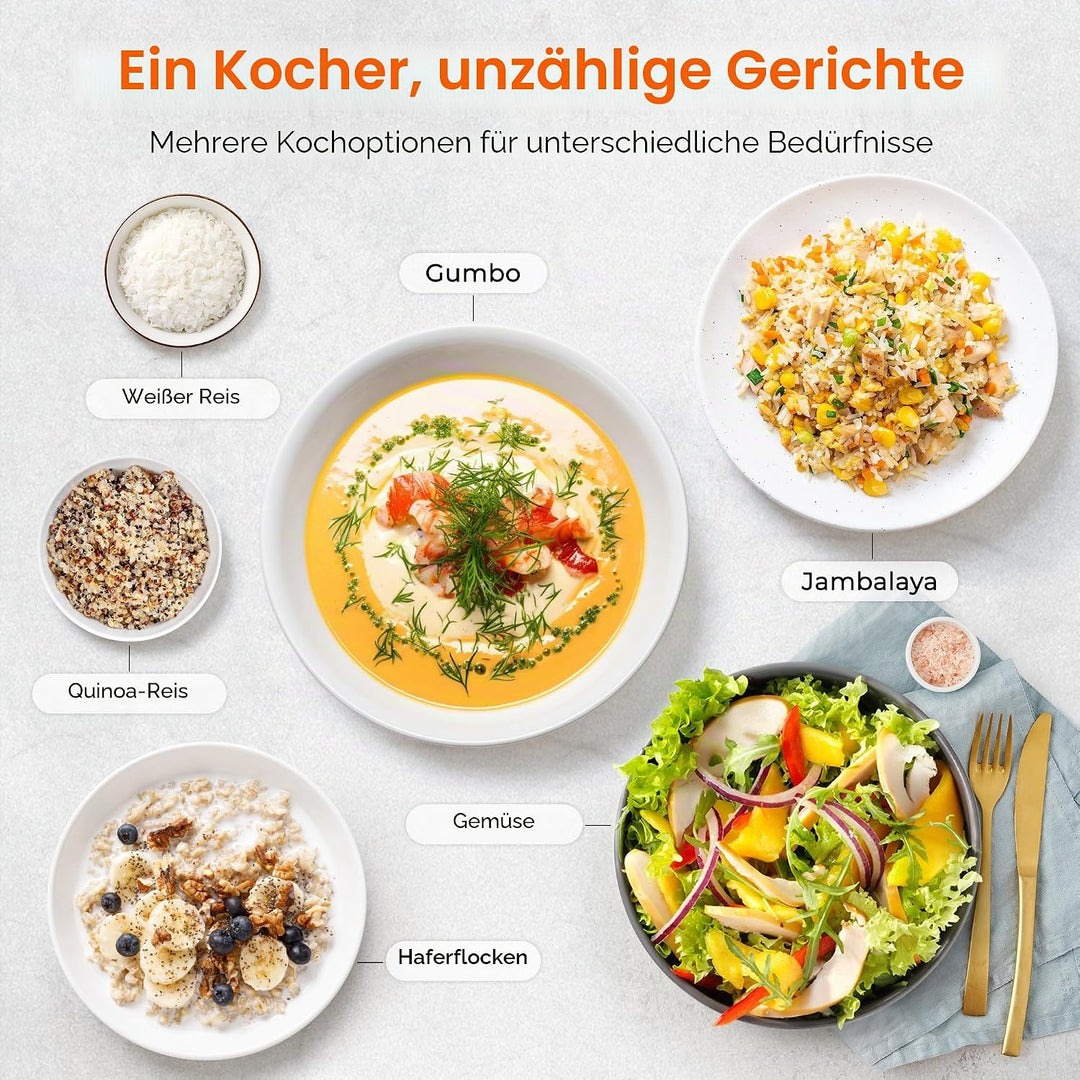 TOKIT Reiskocher 1.5L Mini Elektrische Reis Kocher, Multifunktionskocher mit Keramik Antihaftbeschic