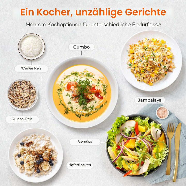 TOKIT Reiskocher 1.5L Mini Elektrische Reis Kocher, Multifunktionskocher mit Keramik Antihaftbeschic
