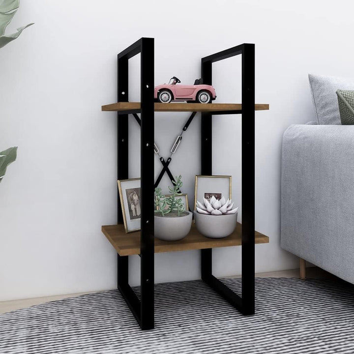 homiuse Bücherregal 2 Fächer Braun Eiche-Optik 40x30x70cm Holzwerkstoff BüCherregal Regal Wand WüRfe