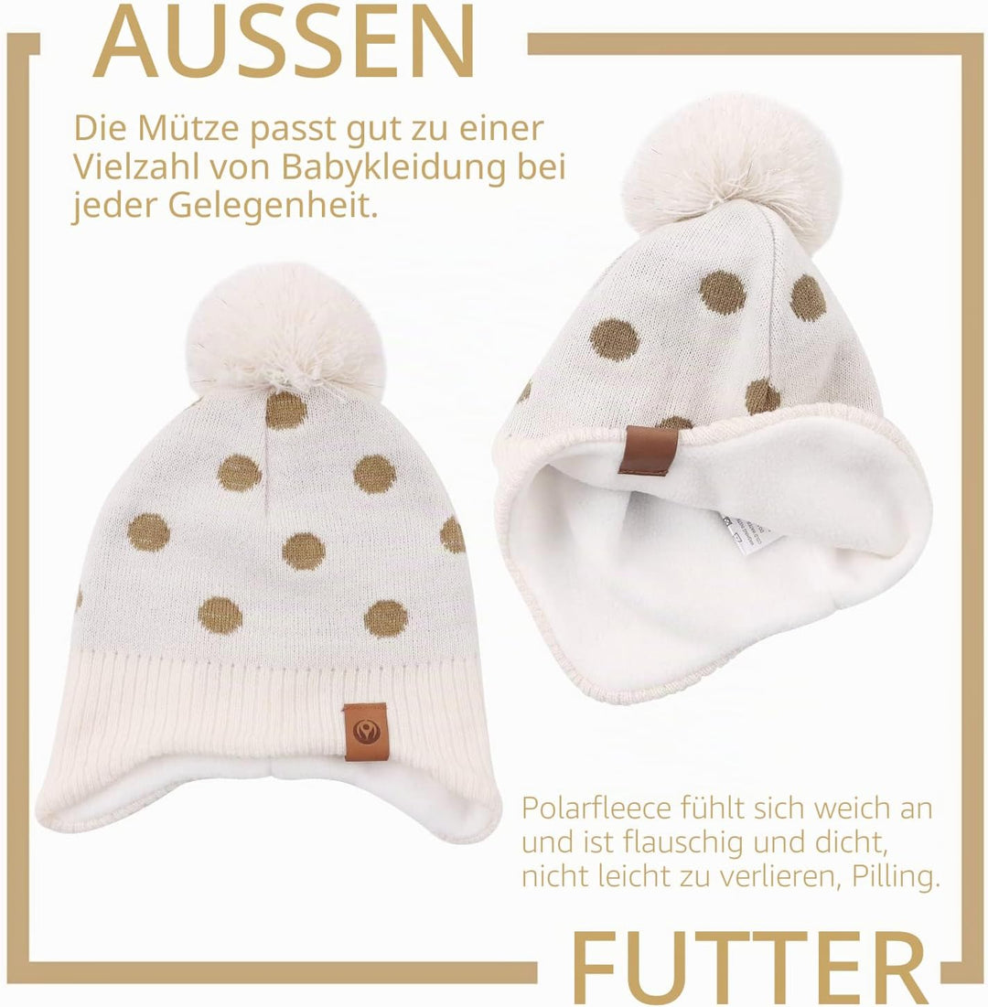 XIAOHAWANG Baby Strickmütze Winter Babymütze Junge Warme Kindermütze Junge Beanie Mütze Dicke Winter