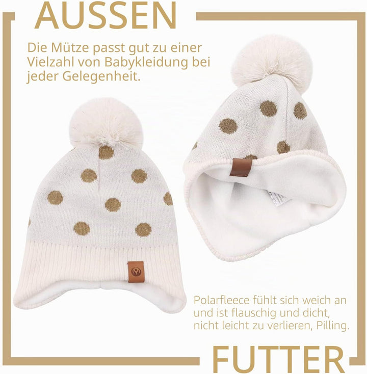 XIAOHAWANG Baby Strickmütze Winter Babymütze Junge Warme Kindermütze Junge Beanie Mütze Dicke Winter