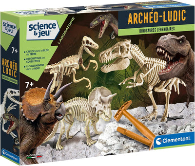 Clementoni CLI524914 Archéo Ludic – Legendäre Dinosaurier – Wissenschaftsspiel – Fossilien-Set – her