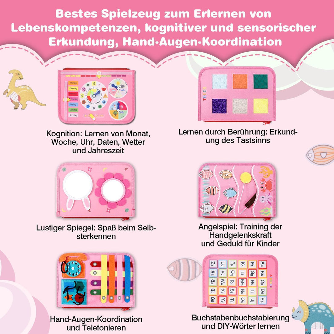 JHkim Busy Board Deutsch Montessori Spielzeug ab 1 2 3 4 Jahr Junge Mädchen, Baby Sensorik Geschenk