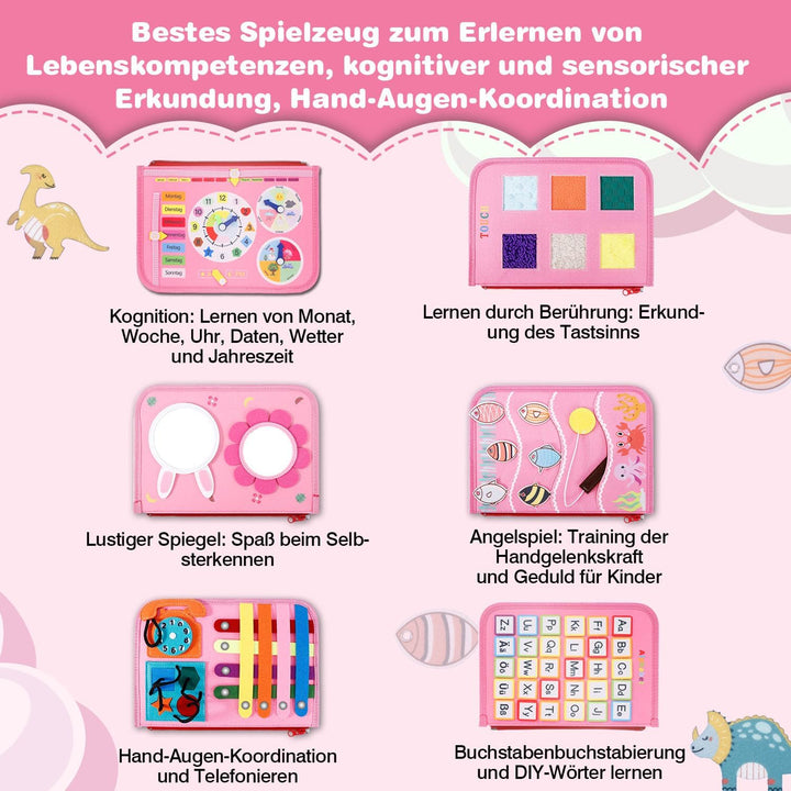 JHkim Busy Board Deutsch Montessori Spielzeug ab 1 2 3 4 Jahr Junge Mädchen, Baby Sensorik Geschenk