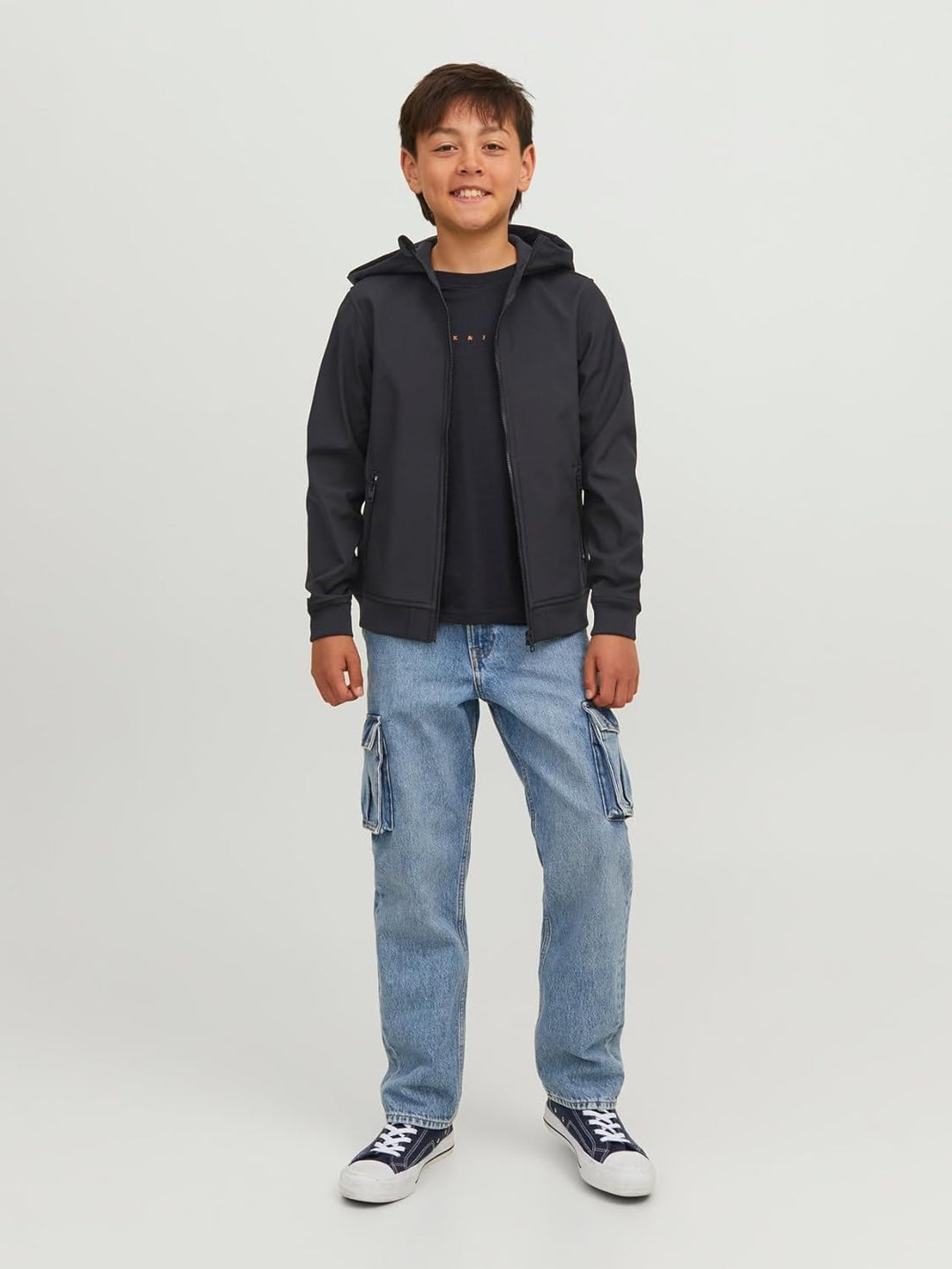 JACK & JONES Jungen Jjebasic Softshell Hood Sn Jnr Jacke (1er Pack), 128 Schwarz