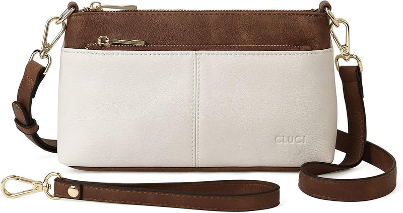 CLUCI Crossbody Bag Damen, Klein Umhängetasche PU Leder, Handy schultertasche, Reissverschlusstasche