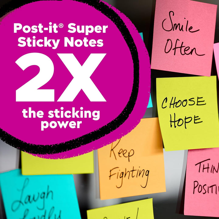 Post-it Super Haftnotizen, 20,3 x 15,2 cm, 4 Blöcke, 2 x Haftkraft, Energy Boost Kollektion, helle F