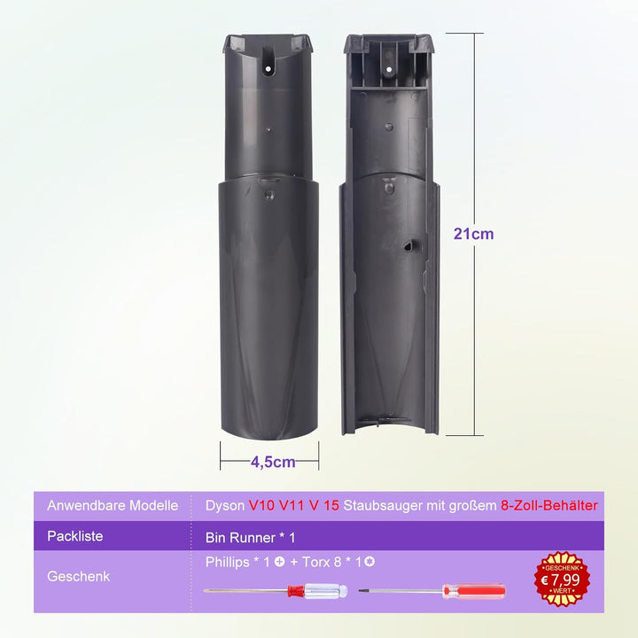 Big Bin Runner Ersatz für Dyson V10 V11 V15 SV12 SV14 SV15 SV22, Teilenummer 969835-01 Staubsauger S