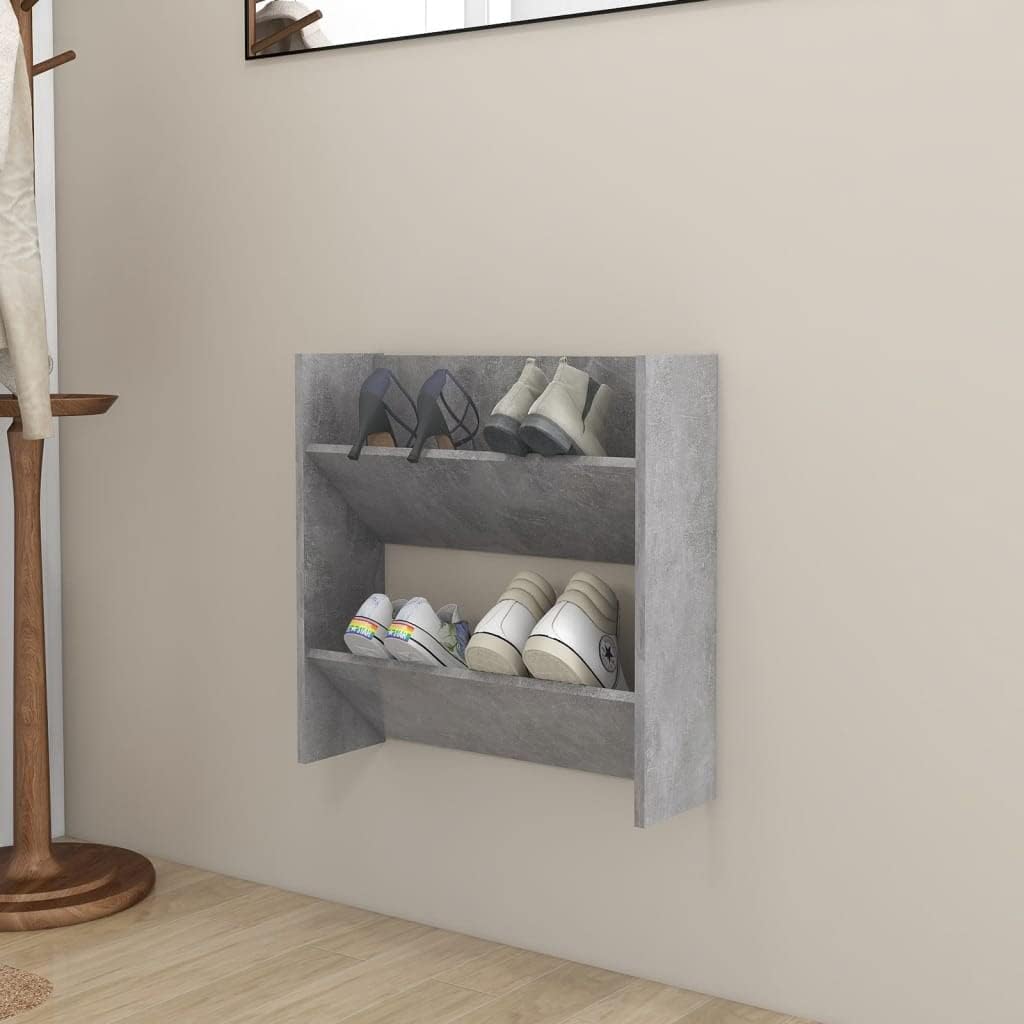 60x18x60 cm Wand Schuhschrank mit 2 Kippböden Schuhregal Schmal Betongrau Schuhbank Shoe Rack Schuhk
