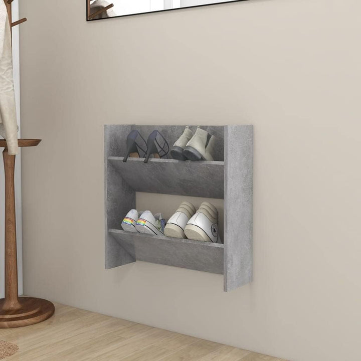 60x18x60 cm Wand Schuhschrank mit 2 Kippböden Schuhregal Schmal Betongrau Schuhbank Shoe Rack Schuhk