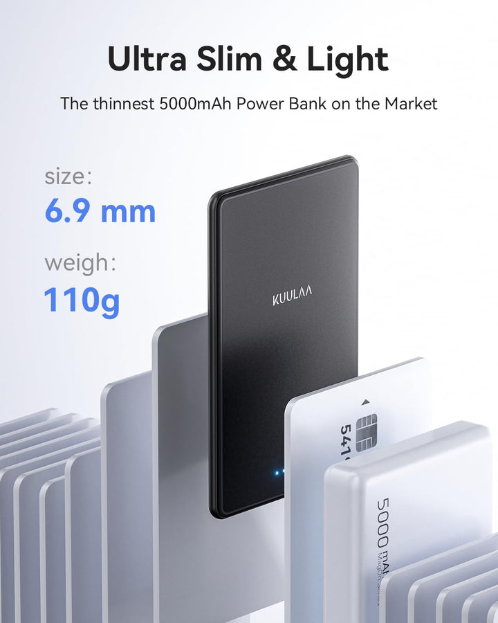 Kuulaa Ultra Slim Magsafe PowerBank,5000mAh Wireless Power Bank mit Type C 20W Output powerbank Schn