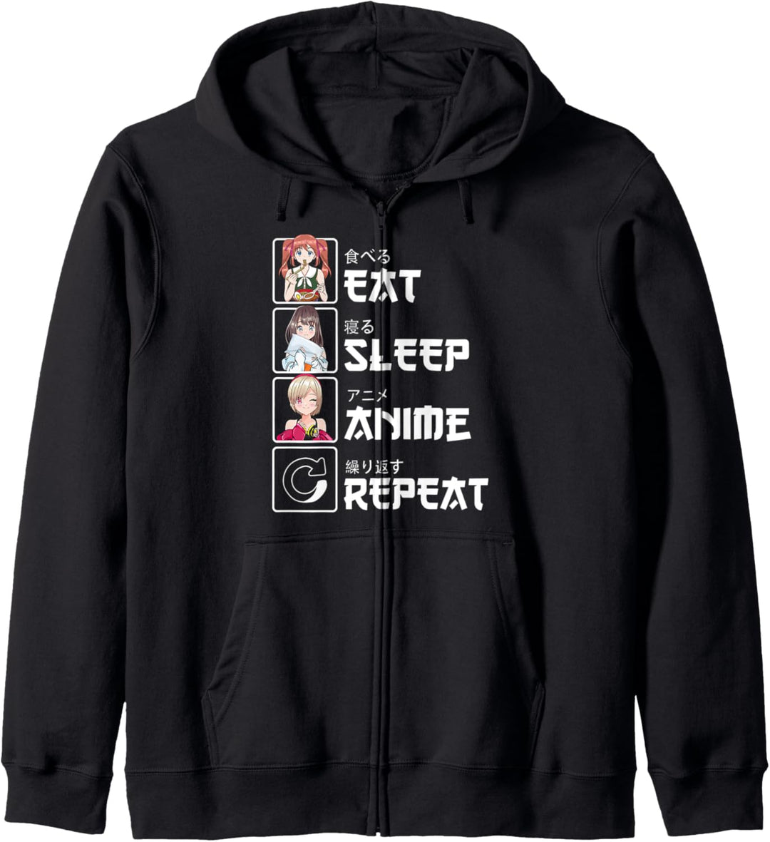 Kawaii Manga Nerd - Eat Sleep Anime Repeat - Anime Otaku Kapuzenjacke
