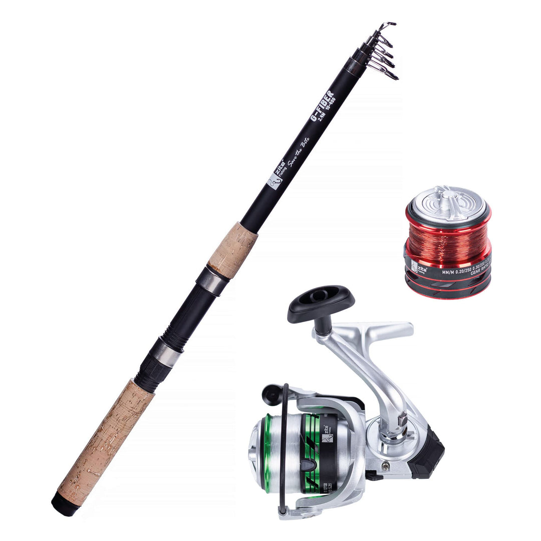 Zite Fishing Angelset Forelle - Forellen Combo Teleskop-Rute 2,40m &amp; Angel-Rolle mit Schnur bespult