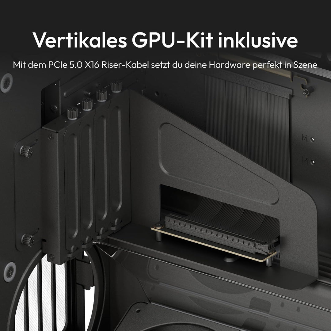 HAVN HS 420 VGPU Dual-Chamber ATX Mid Tower PC Gehäuse Schwarz | PCIe 5.0 Vertical GPU Kit, 11x 140m