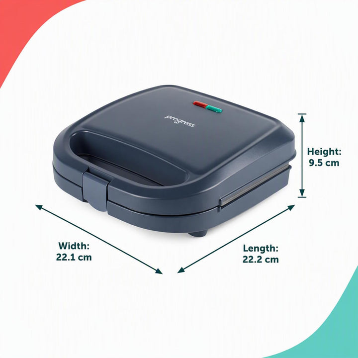 Progress Mellow Sandwichmaker, 2 Scheiben, 750 W | Antihaftplatten, automatische Temperaturregelung,