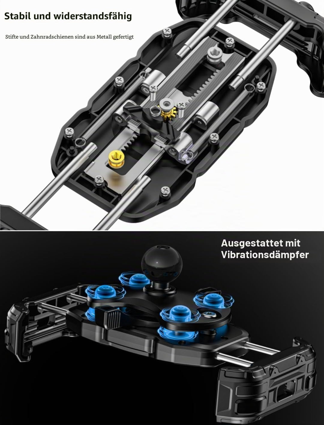 Kewig Motorrad-Handyhalterung mit Vibrationsdämpfer und Hochgeschwindigkeits-Sicherheitsverriegelung