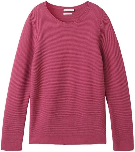 TOM TAILOR Damen Basic Strickpullover aus Bio-Baumwolle M 16348 - Pink Velvet, M 16348 - Pink Velvet