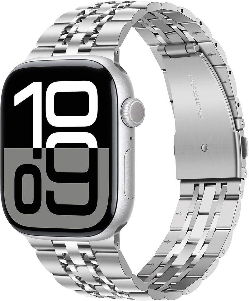 Tasikar Kompatibel mit Apple Watch Armband 41mm 40mm 38mm, Massives Edelstahl Metall Ersatzarmband H