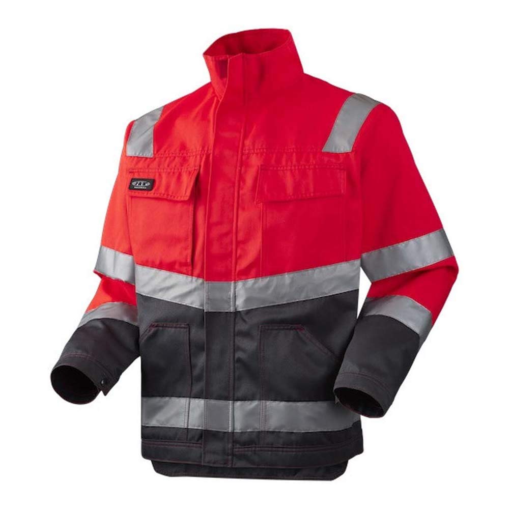 J.A.K. 111058704 Serie 11105 70% Polyester/30% Baumwolle Blousonjacke, EN 20471, Klasse 2, Rot/Gau,