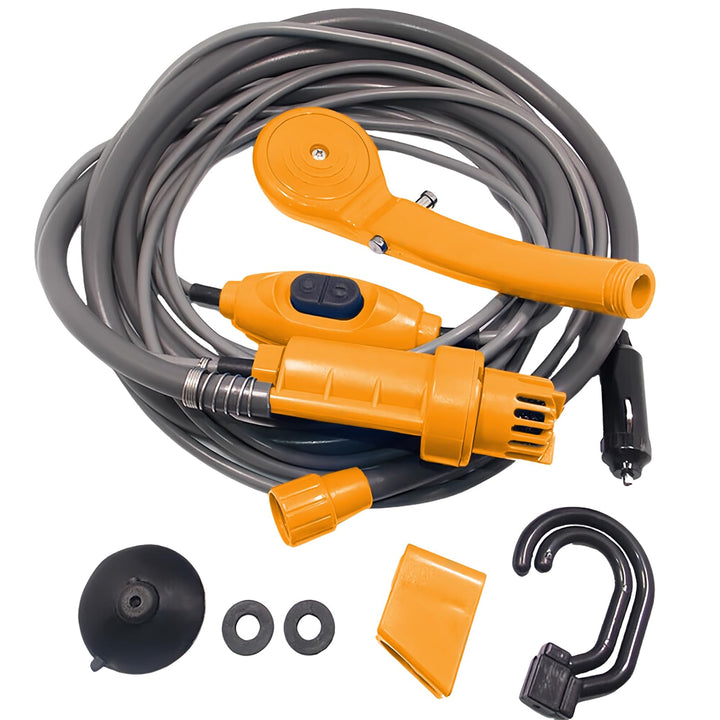 PORFOYO Campingdusche Camping Dusche, 12V Tragbare Campingdusche mit Handbrause und Schlauch, Campin