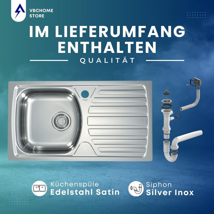 VBChome: Einbauspüle 780 x 435 mm Camping Küchenspüle - Satinstruktur Alveus Basic 170 Spülbecken ED