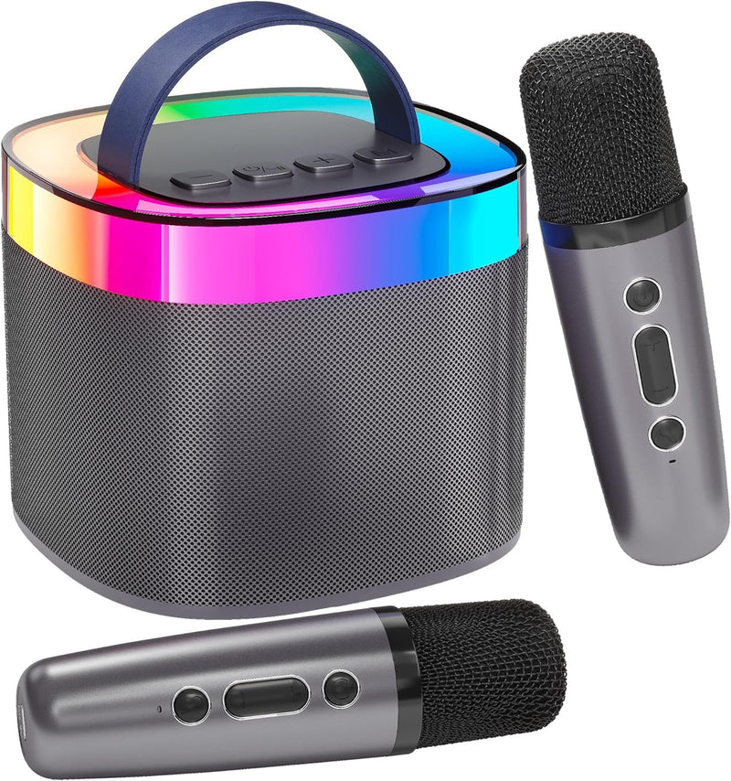 Ankuka Tragbare Karaoke-Maschine, Bluetooth Karaoke Lautsprecher mit 2 Mikrofon, Pickups und Party L