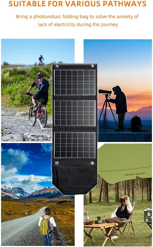 45W Solar Ladegerät tragbares wasserdicht, IP67 faltbares Solarpanel mit 2 USB-A und USB-C nschluss,